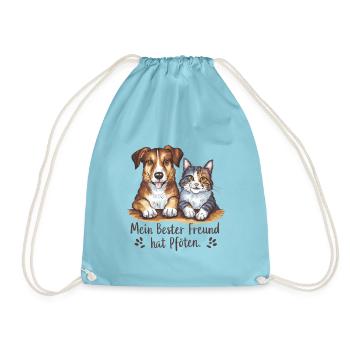 Beste Freunde Pfoten T-Shirt - Turnbeutel - Aqua - Vorne