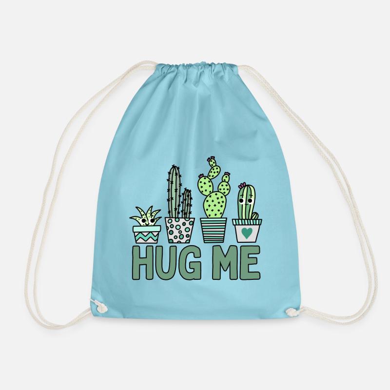 HUG ME / Cactus - Drawstring Bag - aqua