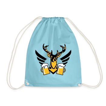 Chic Hirsch wing beer one beer mug D - Drawstring Bag - aqua - Front