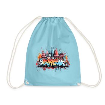 Urban Graffiti Abstract Street Art Clothing - Drawstring Bag - aqua - Front