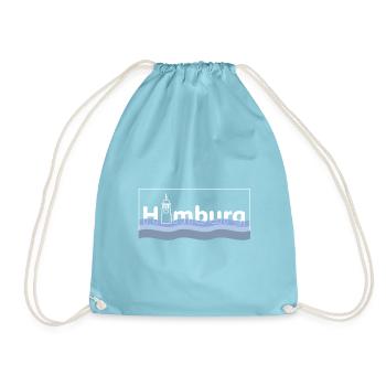 Hamburg City Wahrzeichen & Wellen - Turnbeutel - Aqua - Vorne