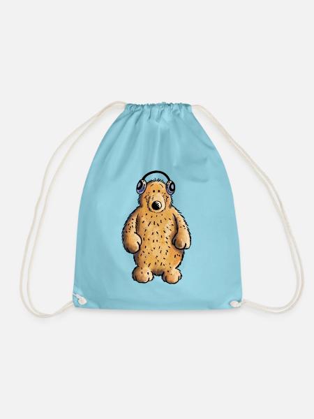 Lustiger Musik Bär - Teddy - Kopfhörer - Fun - Turnbeutel - Aqua