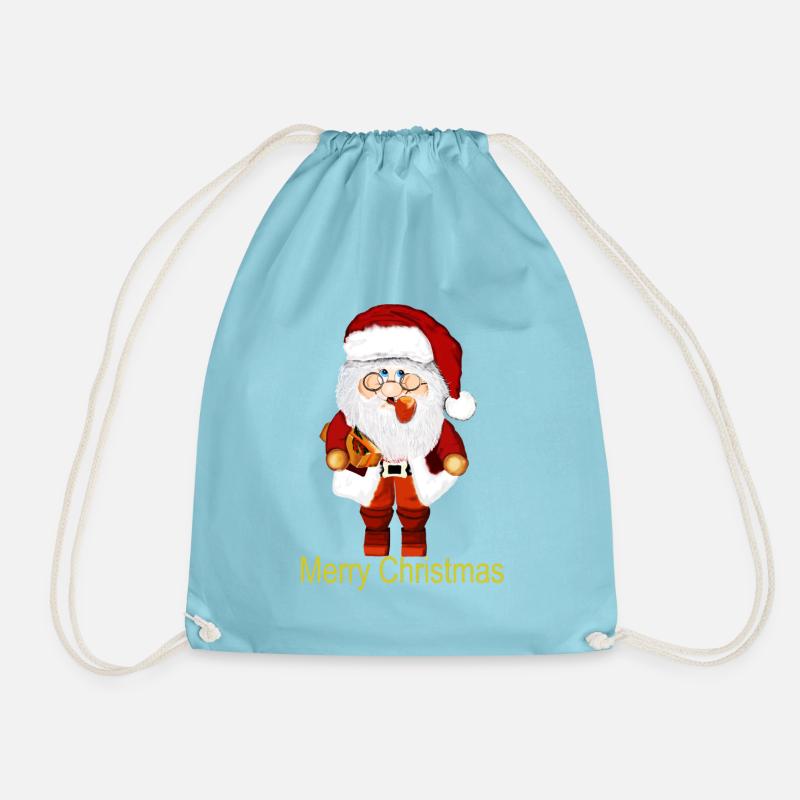Weihnachtsmann mit Geschenkpaket - Turnbeutel - Aqua