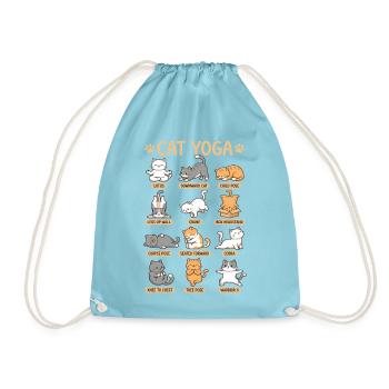 Cat Yoga Katze Yoga Posen Lustiges Katzen Motiv - Turnbeutel - Aqua - Vorne