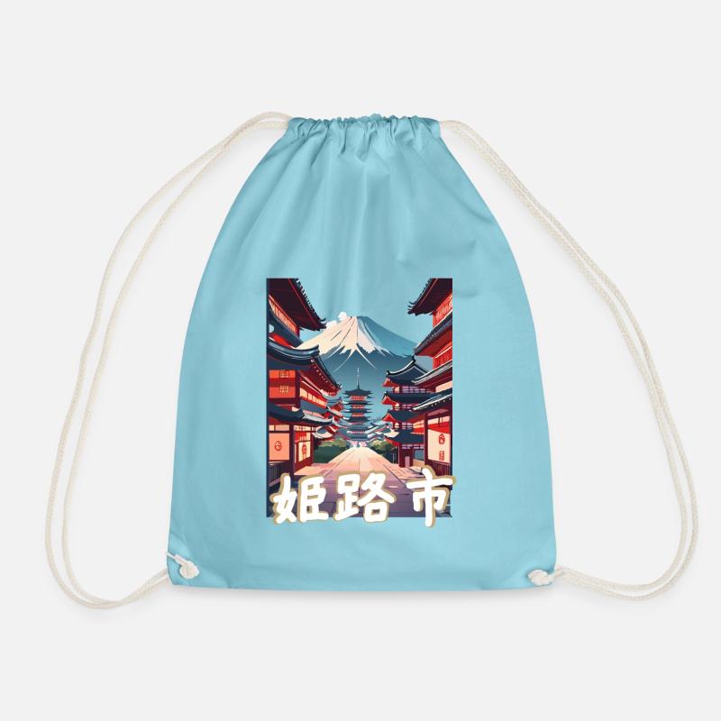 Himeji Fuji View - Drawstring Bag - aqua