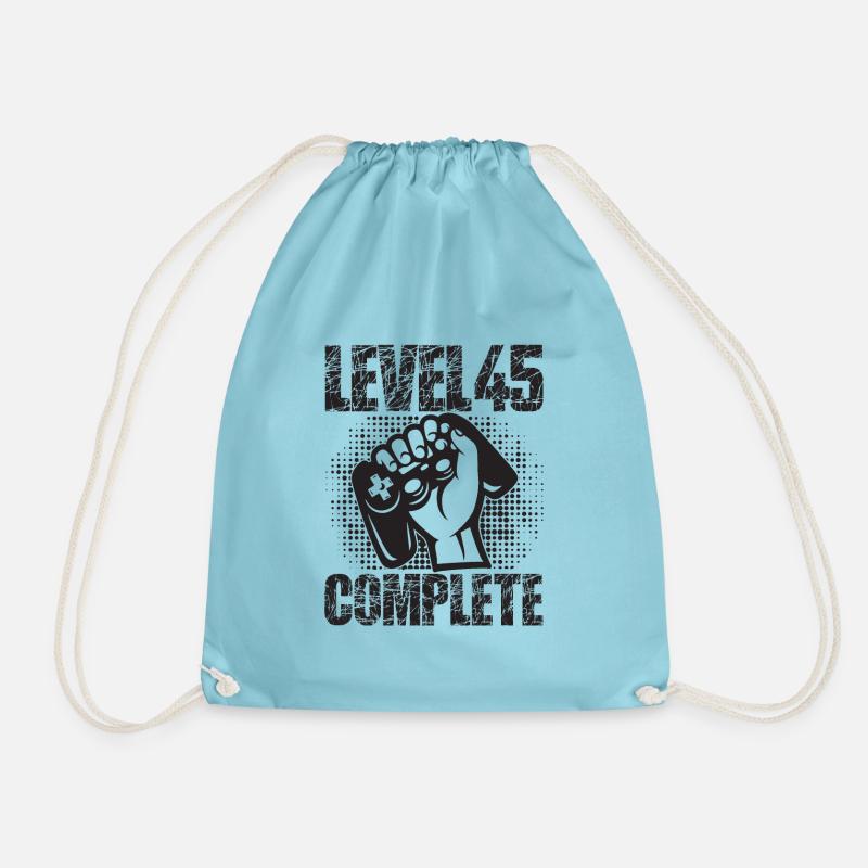 Level 45 Complete Geburtstagsgeschenk 45 Jahre - Turnbeutel - Aqua