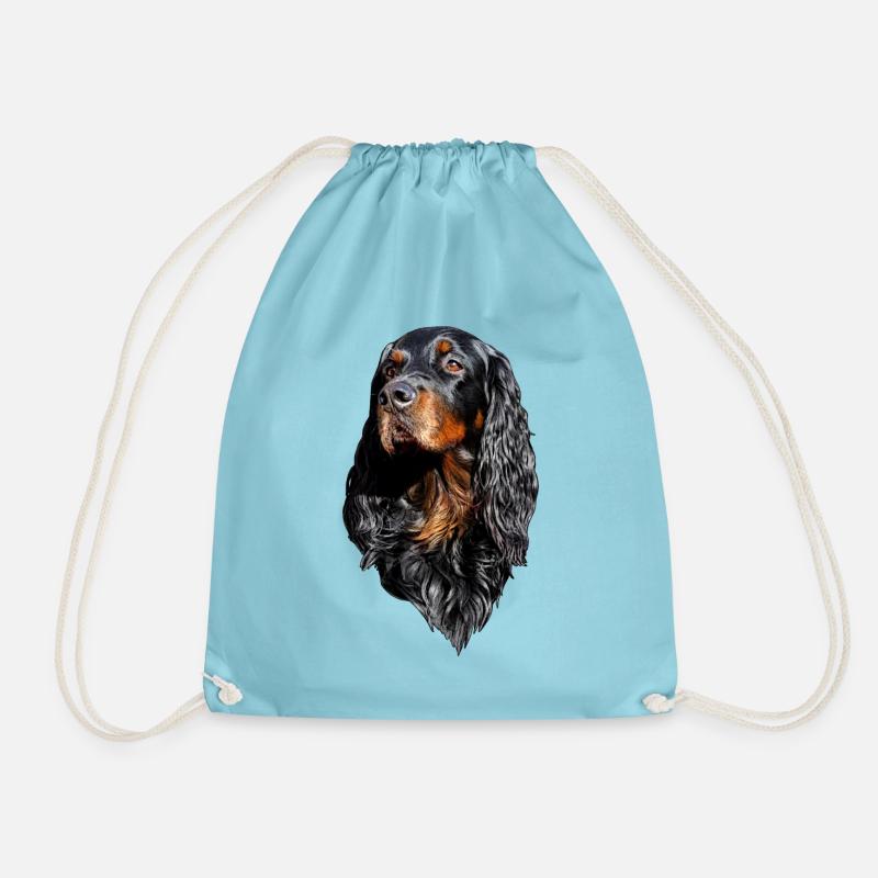 Gordon Setter Portrait - Drawstring Bag - aqua