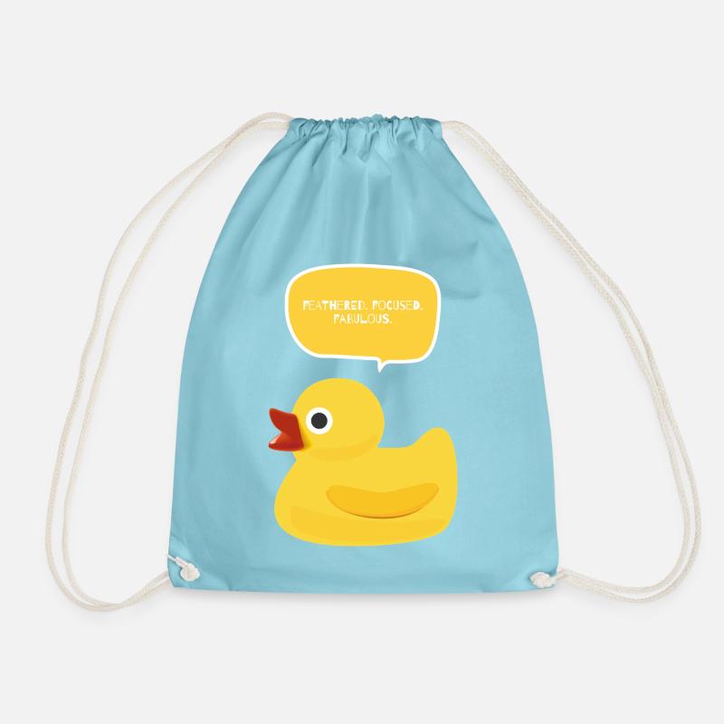 Feathered. Focused. Fabulous Duck Design - Drawstring Bag - aqua