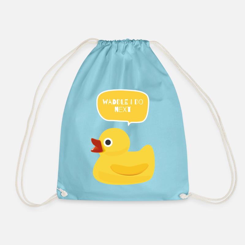 Waddle I Do Next Duck Design - Drawstring Bag - aqua