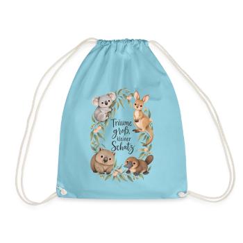 Träume groß Koala Känguru Australien Aquarell - Turnbeutel - Aqua - Vorne