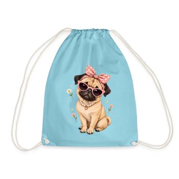 Mops Hund süßer Mops niedlicher Mops - Turnbeutel - Aqua - Vorne
