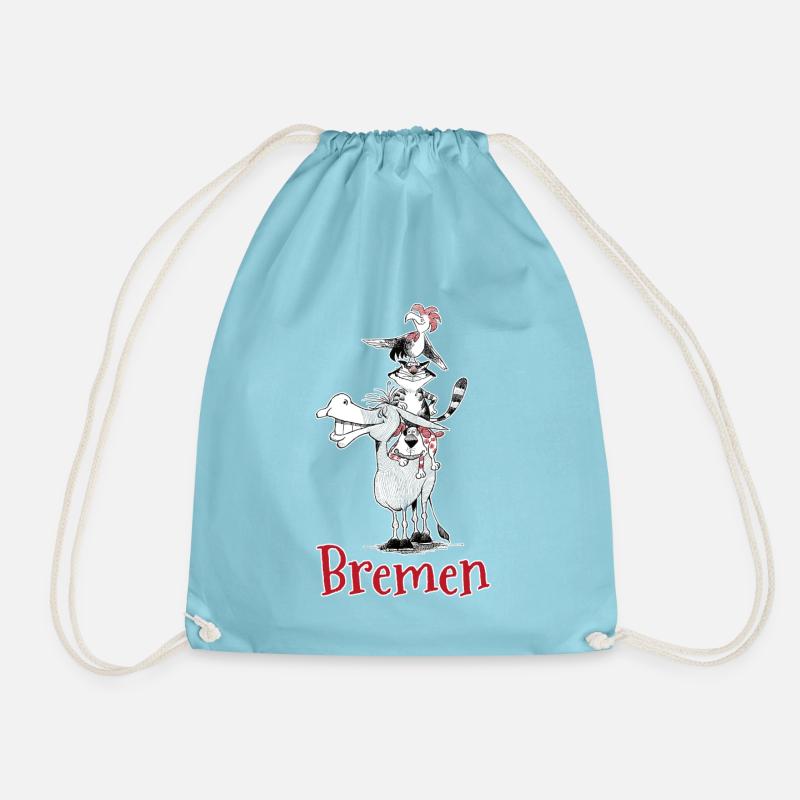 Bremen Town Musicians - Drawstring Bag - aqua