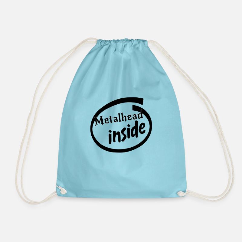 Metalhead inside black logo - Drawstring Bag - aqua