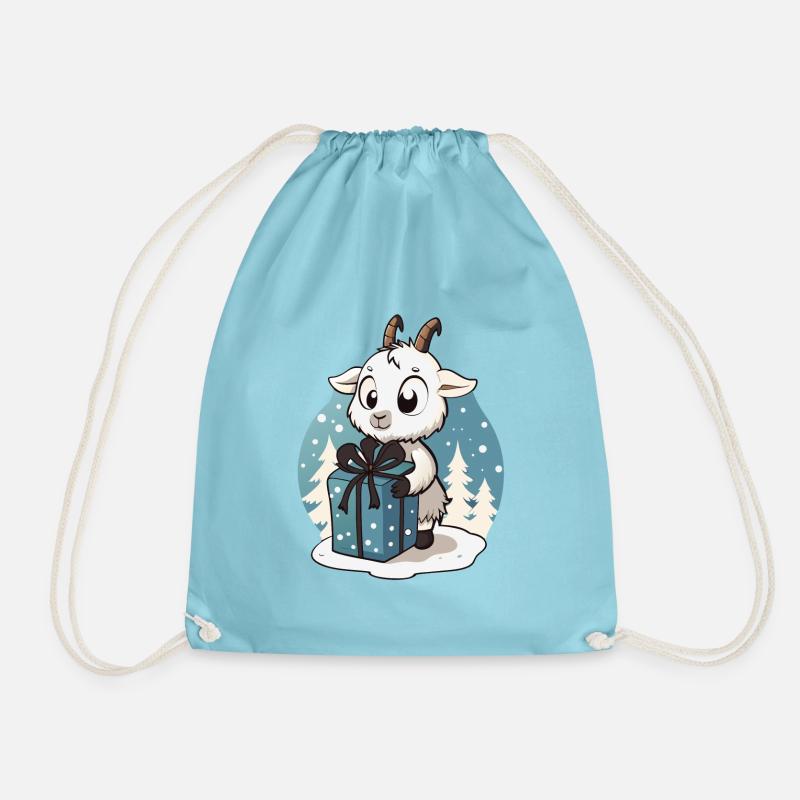 Niedliche Ziege packt Geschenk aus - Turnbeutel - Aqua