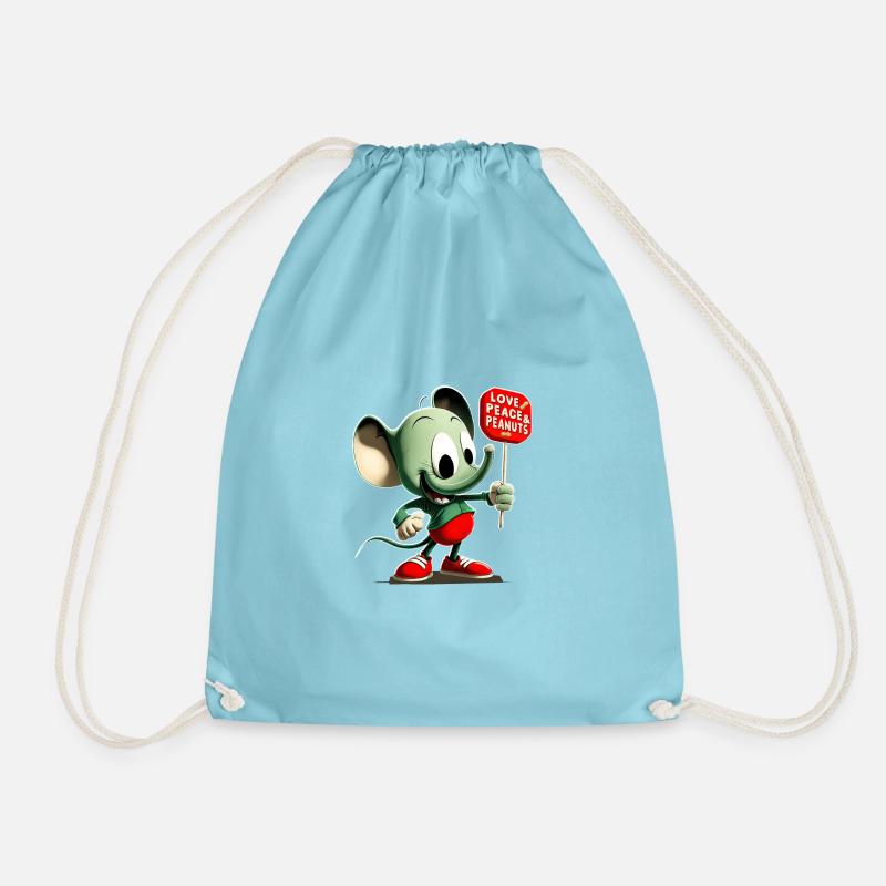 Elefant Love Peace Peanuts 2 - Turnbeutel - Aqua