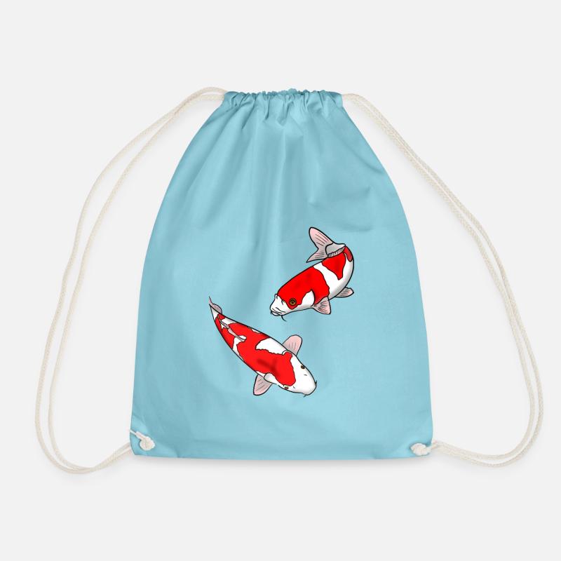 Koi carp - Drawstring Bag - aqua