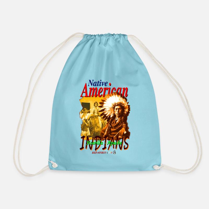 Native American INDIANS 3 - Drawstring Bag - aqua
