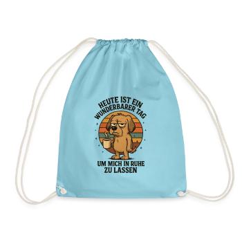 Funny Office Dog Saying with Coffee - Drawstring Bag - aqua - Front