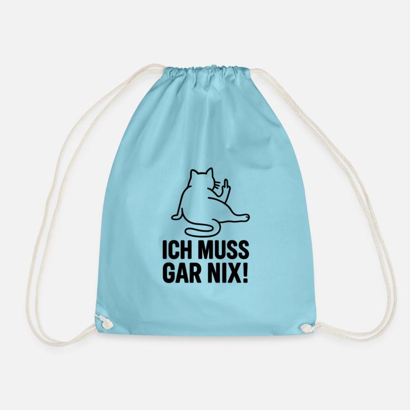 Faule Katze Ich Muss Gar Nix Mittelfinger - Turnbeutel - Aqua
