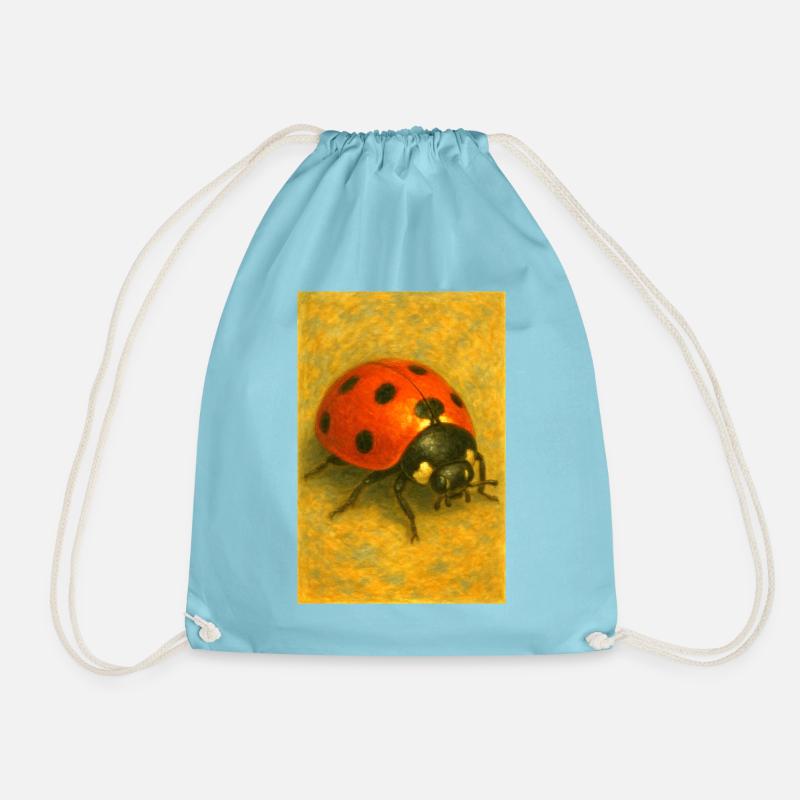 Red Ladybug Art Print - Drawstring Bag - aqua