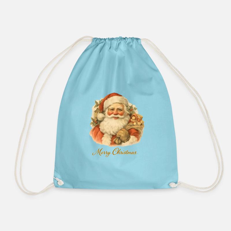 Weihnachtsmann mit Teddybär - Turnbeutel - Aqua