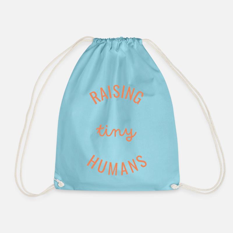 Raising Tiny Humans Circle - Drawstring Bag - aqua