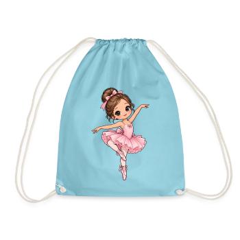 Ballerina Kawaii Style – Süßes Tanzmotiv - Turnbeutel - Aqua - Vorne