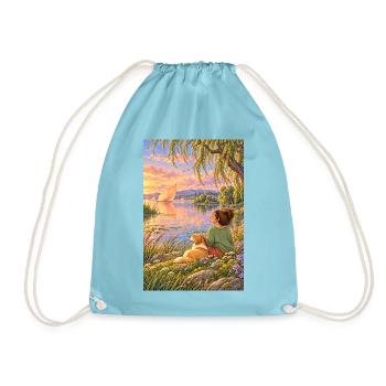 Frau und Hund am Traumsee - Turnbeutel - Aqua - Vorne