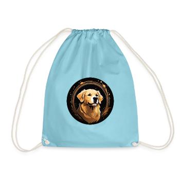 Golden Labrador Retriever Portrait on Color Wheel - Drawstring Bag - aqua - Front