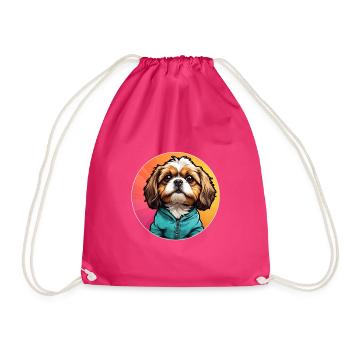 Shih Tzu Portrait im Farbkreis - Turnbeutel - Fuchsia - Vorne