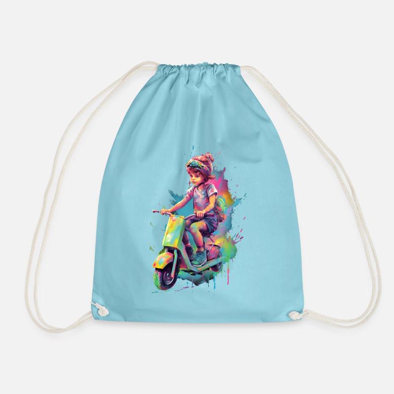 Junge auf Roller - Turnbeutel - Aqua