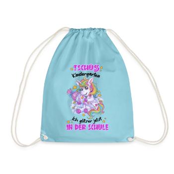 Tschüss Kindergarten Ich glitzer in der Schule - Turnbeutel - Aqua - Vorne