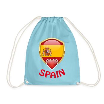 Spain Spanien Flagge Wappen Herz Fan T-Shirt - Turnbeutel - Aqua - Vorne