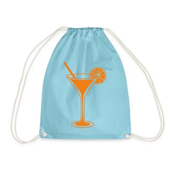 Orangen Cocktailglas Linienkunst - Turnbeutel - Aqua - Vorne