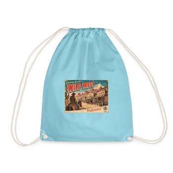Grüße von der Wildwest-Retro-Postkarte - Turnbeutel - Aqua - Vorne