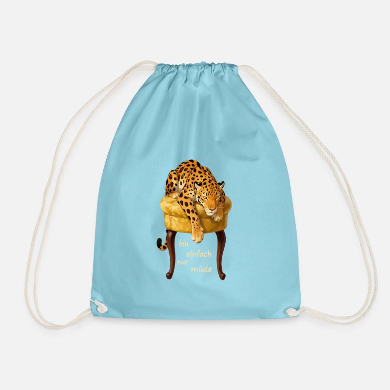 Müder Leopard auf Samtkissen - Turnbeutel - Aqua