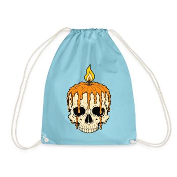 Totenkopf Kerze Flamme Gothic Skull Vektor Shirt - Turnbeutel - Aqua - Vorne