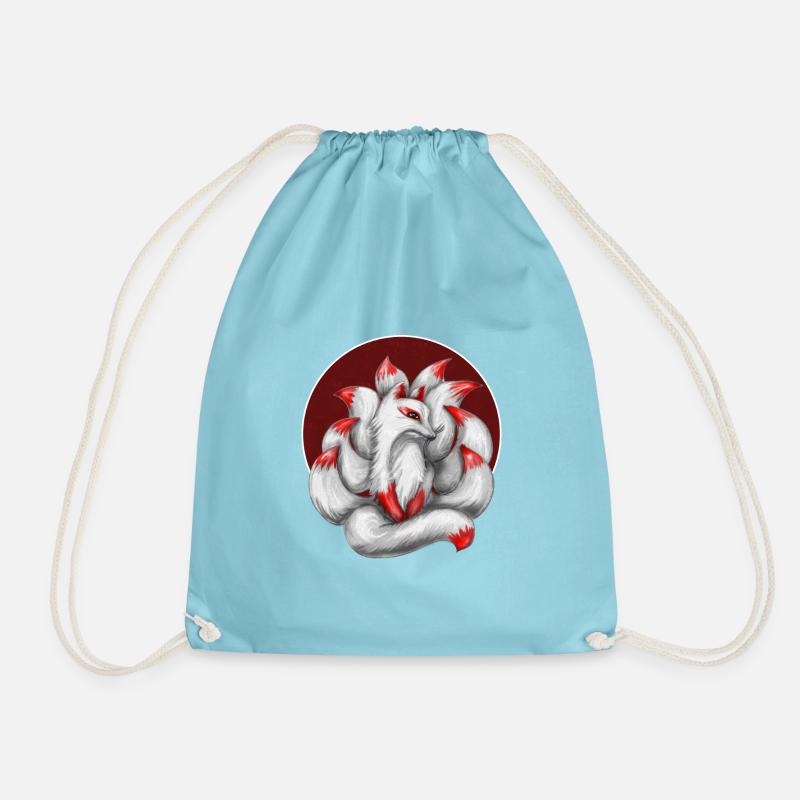 Nine-tailed fox - Drawstring Bag - aqua