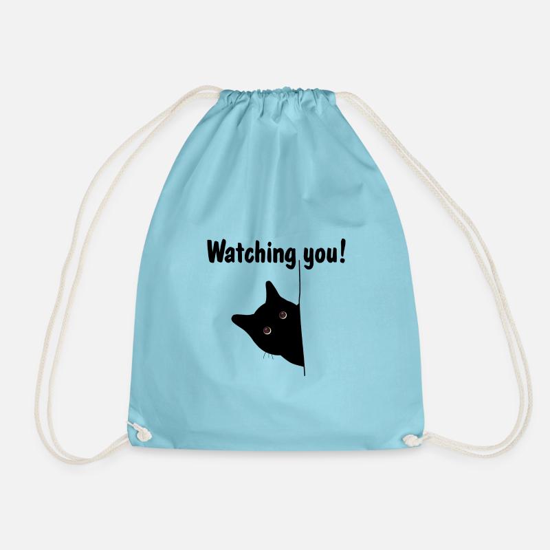 Black cat is watching you! - Drawstring Bag - aqua