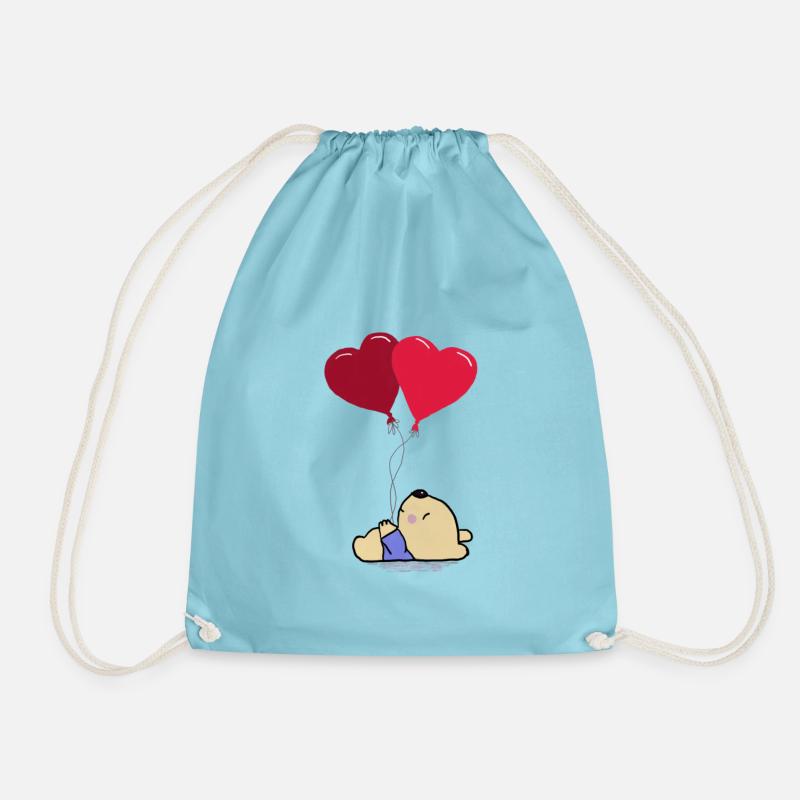 Red Balloons - Drawstring Bag - aqua