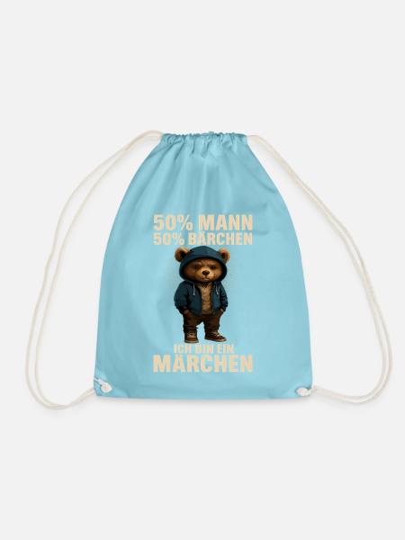 50% Mann 50% Bärchen Geschenk für Partner - Turnbeutel - Aqua