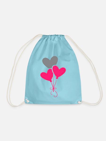 Herz Luftballons Liebe - Turnbeutel - Aqua
