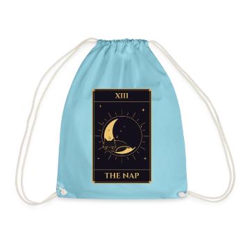 XIII Das Nickerchen-Tarot Schwarzer Katzenmond - Turnbeutel - Aqua - Vorne