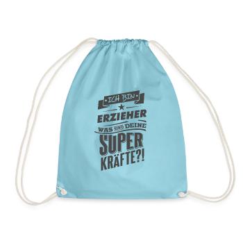 NEU Superpower Erzieher RAHMENLOS Weihnachten - Turnbeutel - Aqua - Vorne