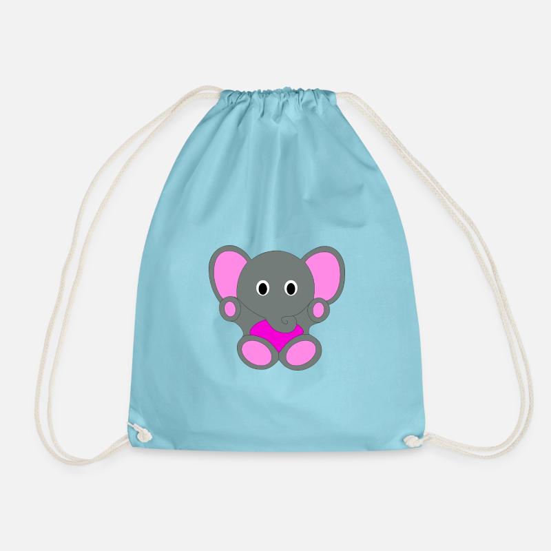 Putziger Elefant | Süss, Rosa, Mädchen - Turnbeutel - Aqua