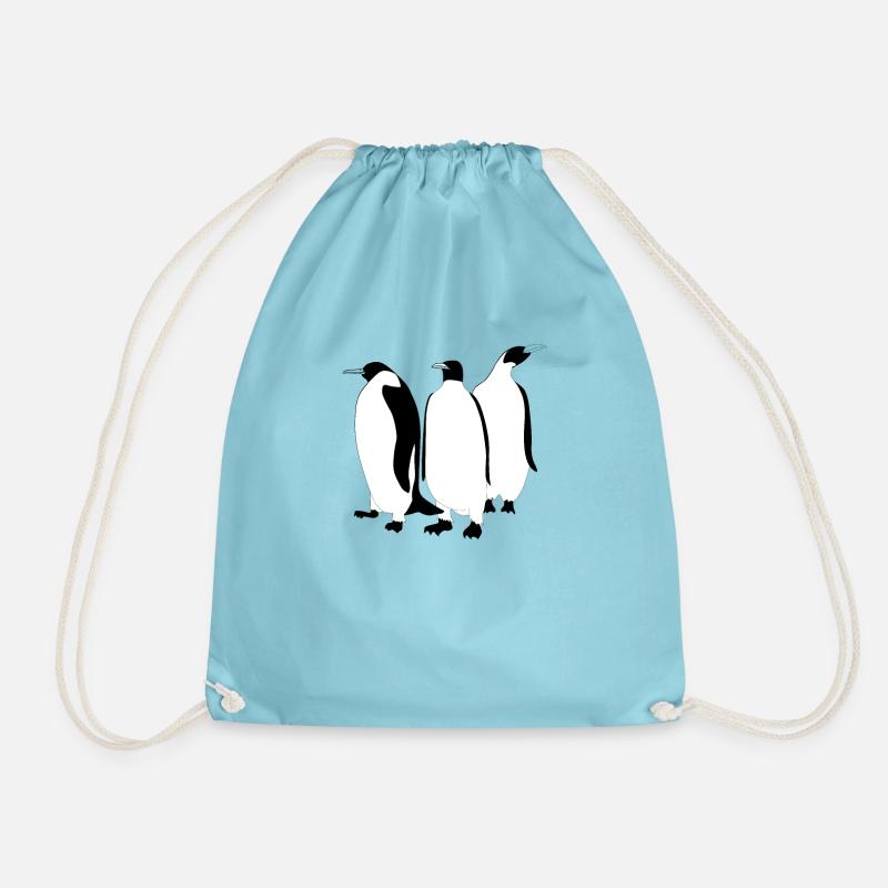 3 emperor penguins - Drawstring Bag - aqua