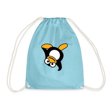 Pinguin Breakdance Tanzen Kopfstand Party DJ Musik - Turnbeutel - Aqua - Vorne