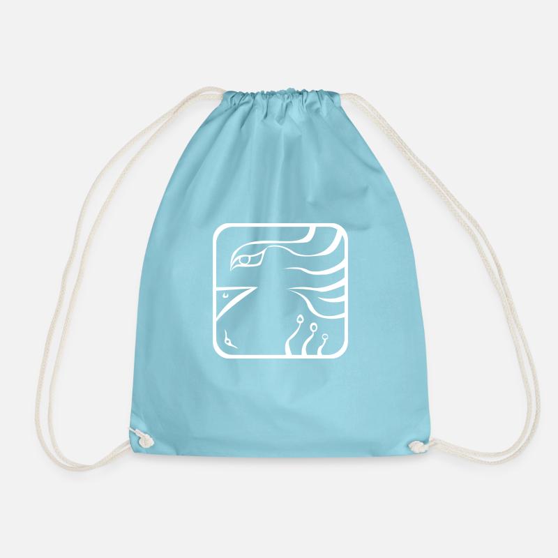15 Kin Maya Eagle WHT - Drawstring Bag - aqua