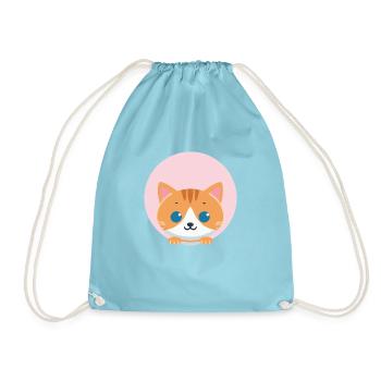 Orange Cat - Drawstring Bag - aqua - Front