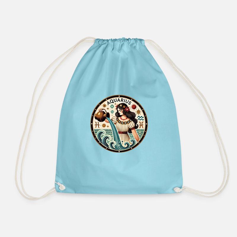 Aquarius - Drawstring Bag - aqua